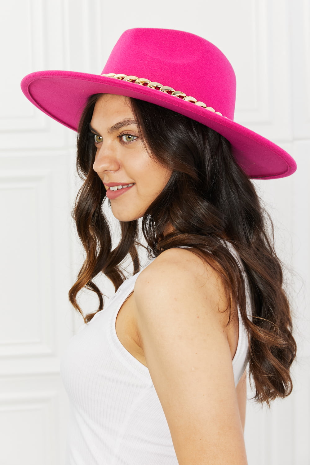 Fame Keep Your Promise Fedora Hat in Pink Trendsi