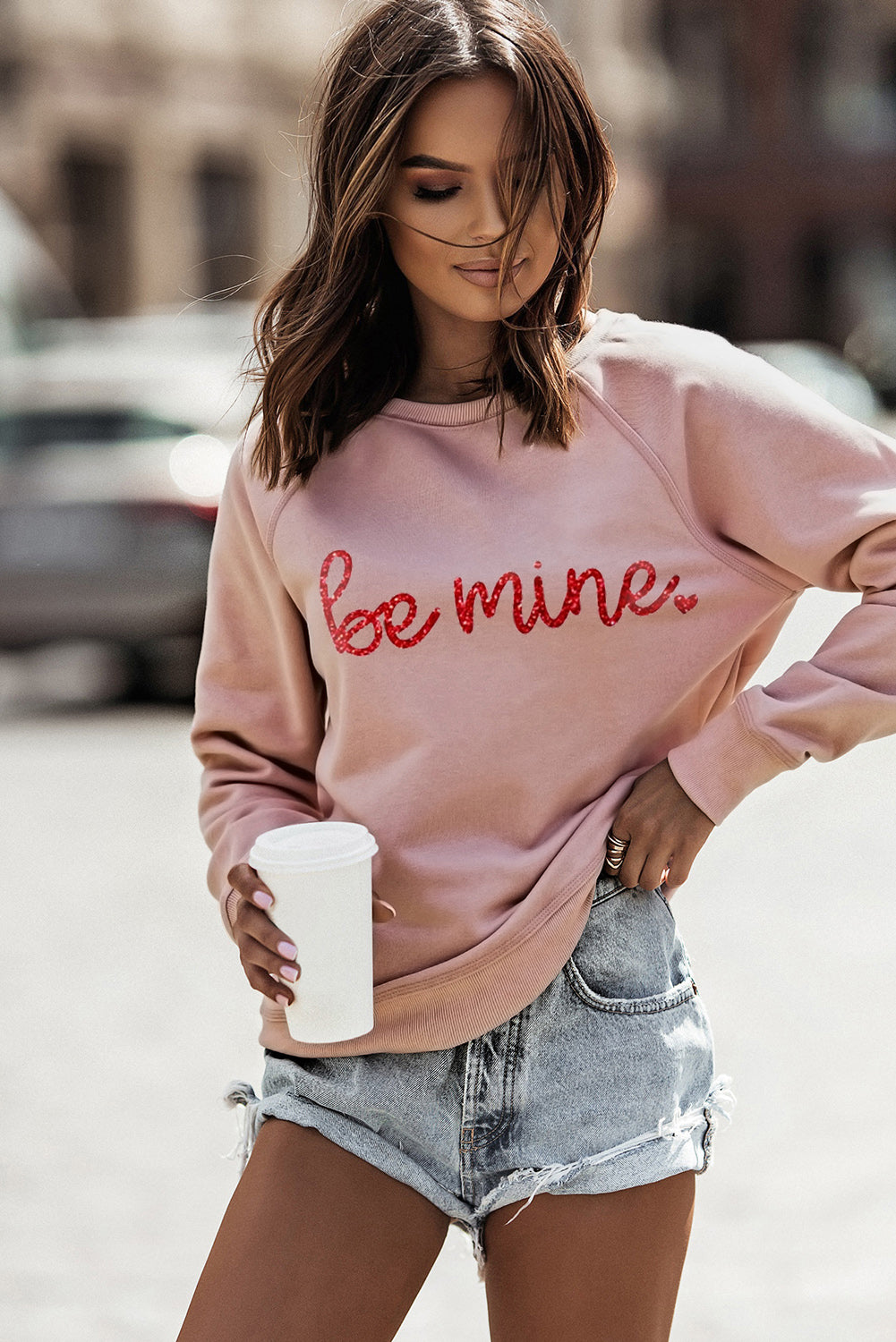 BE MINE Raglan Sleeve Sweatshirt - Outerwear Girl Code