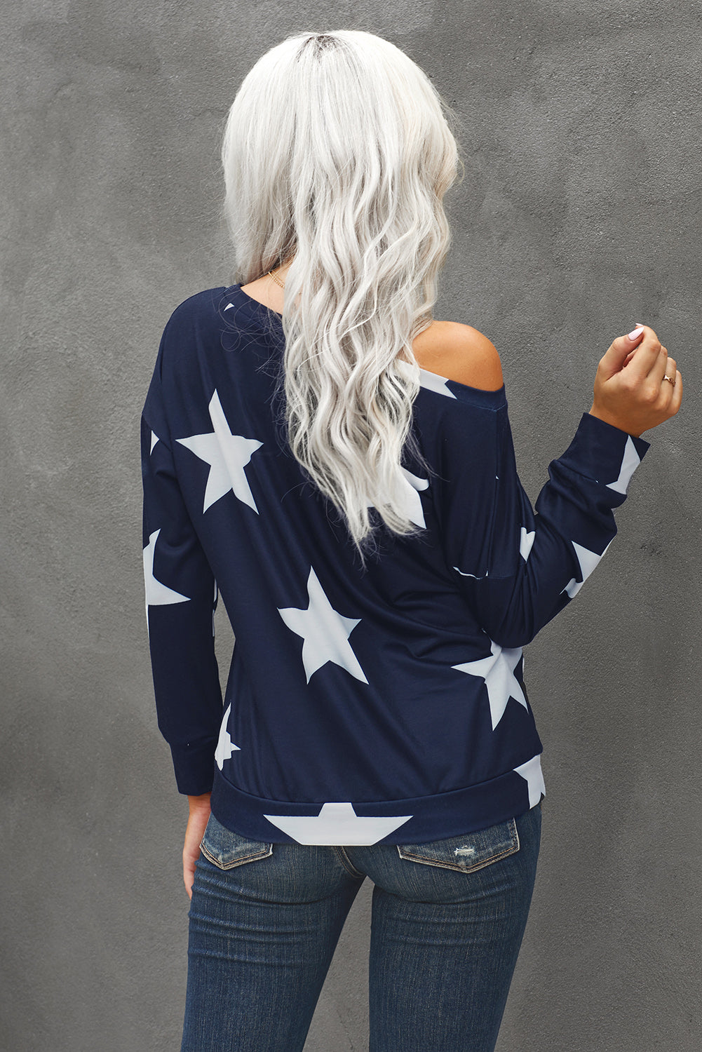 Star Print Long Sleeve Sweatshirt Trendsi
