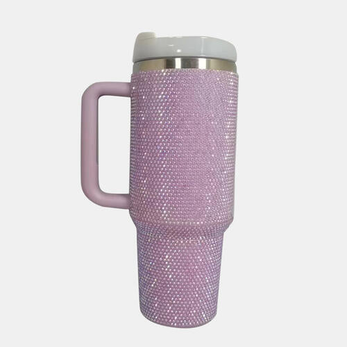 Bling Rhinestone Stainless Steel Tumbler with Straw