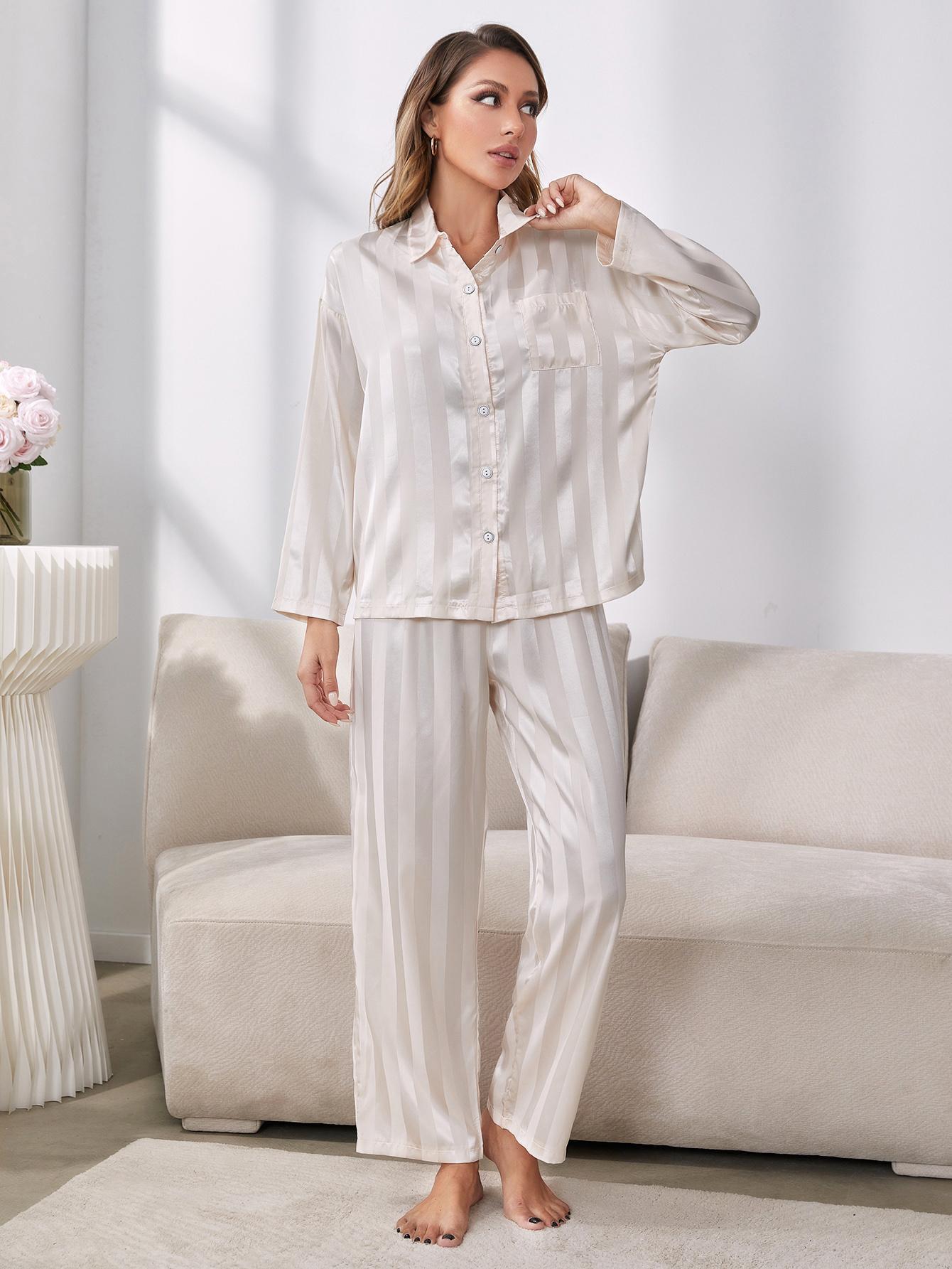 Button-Up Shirt and Pants Pajama Set - White / S Apparel & Accessories Girl Code