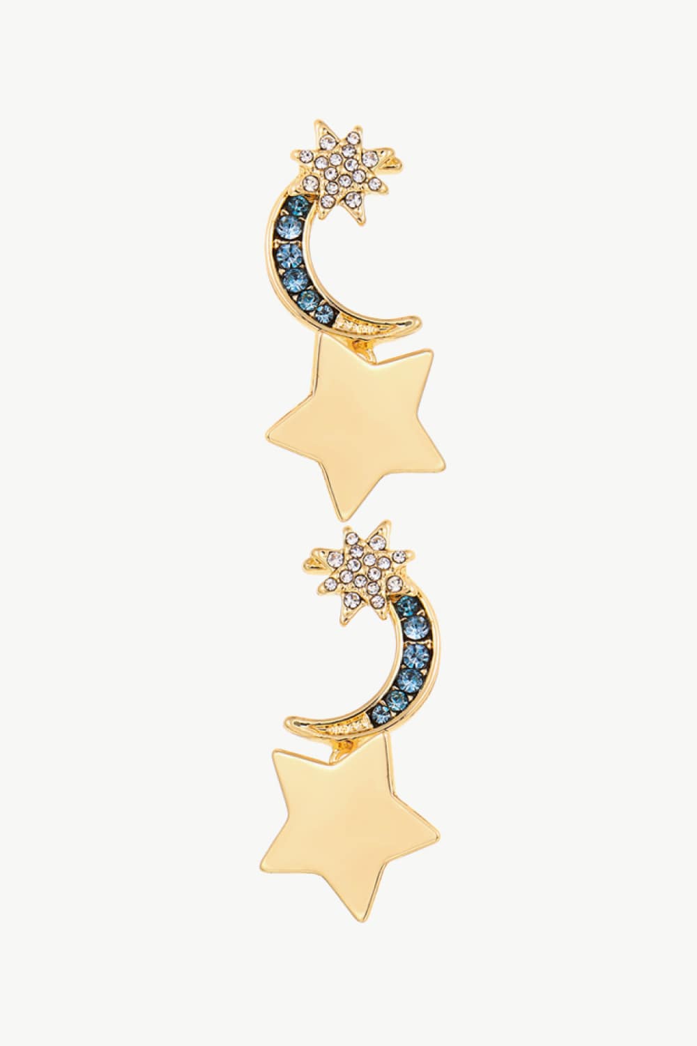 Lasting Wish Inlaid Rhinestone Star and Moon Drop Earrings Trendsi