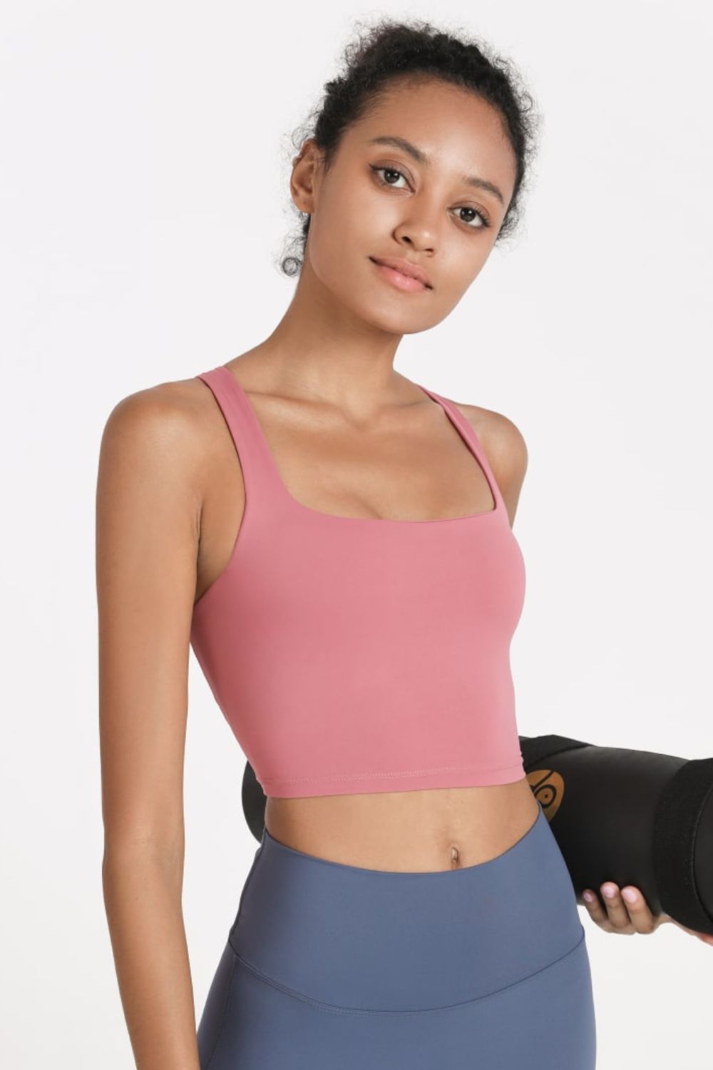 Crisscross Open Back Cropped Sports Cami - Rose / S Girl Code