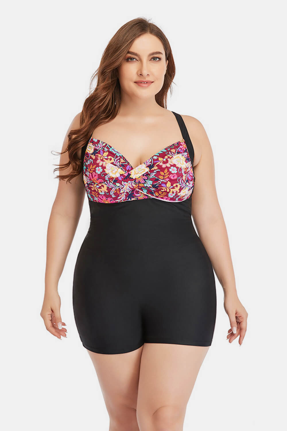 Plus Size Two-Tone One-Piece Swimsuit Trendsi