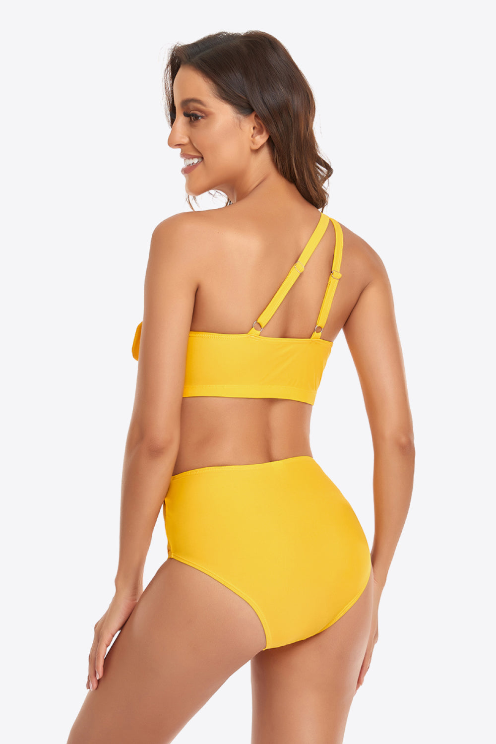 Ruffled One-Shoulder Buckled Bikini Set Trendsi