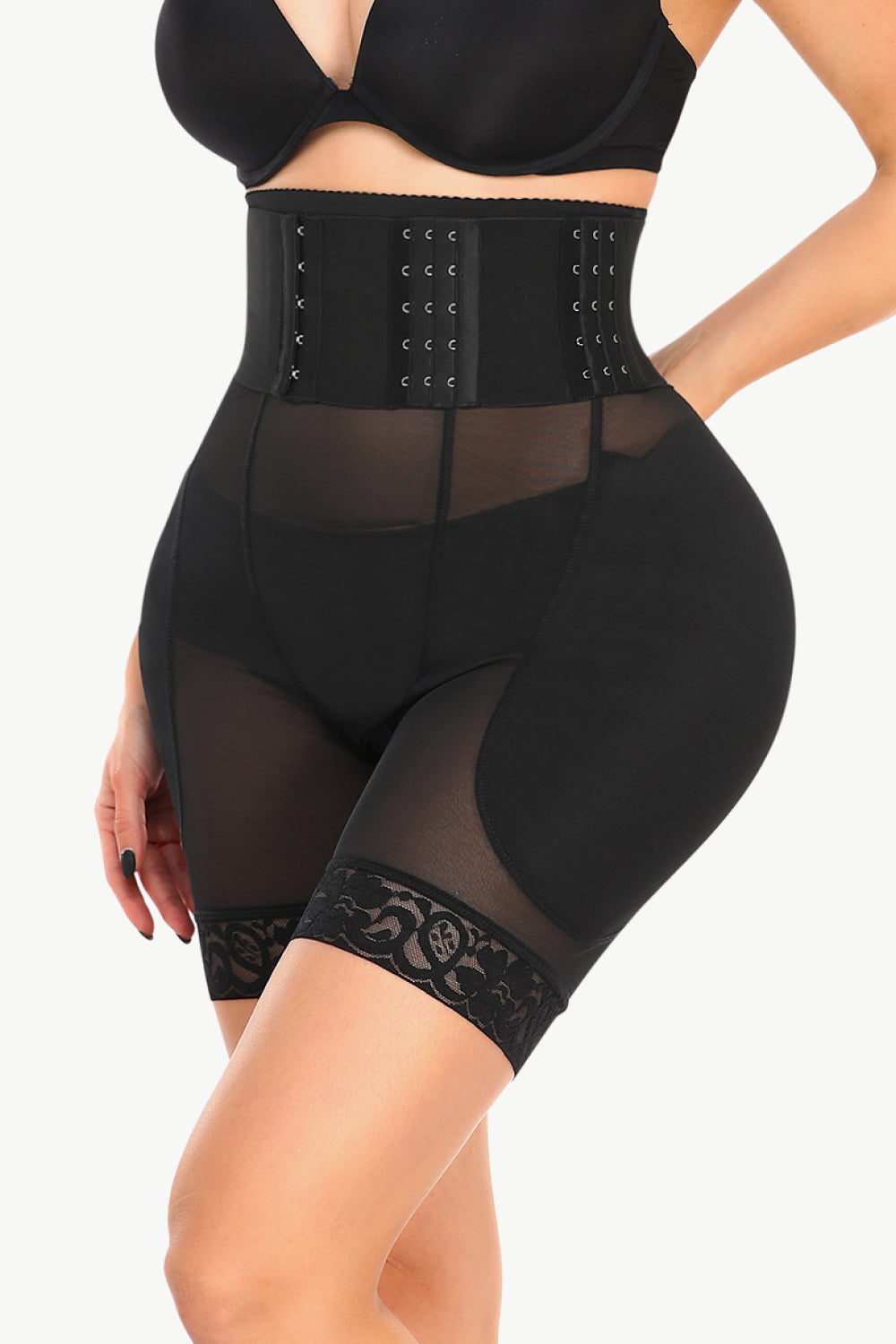 Full Size Breathable Lace Trim Shaping Shorts Trendsi