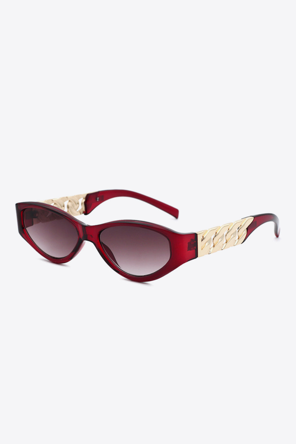 Chain Detail Temple Cat Eye Sunglasses - Deep Red / One Size Girl Code