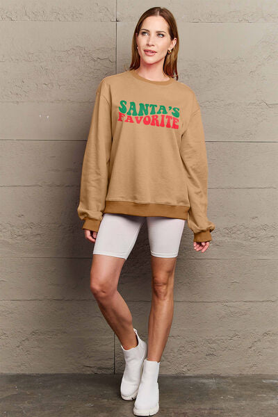 SANTA'S FAVORITE Round Neck Sweatshirt