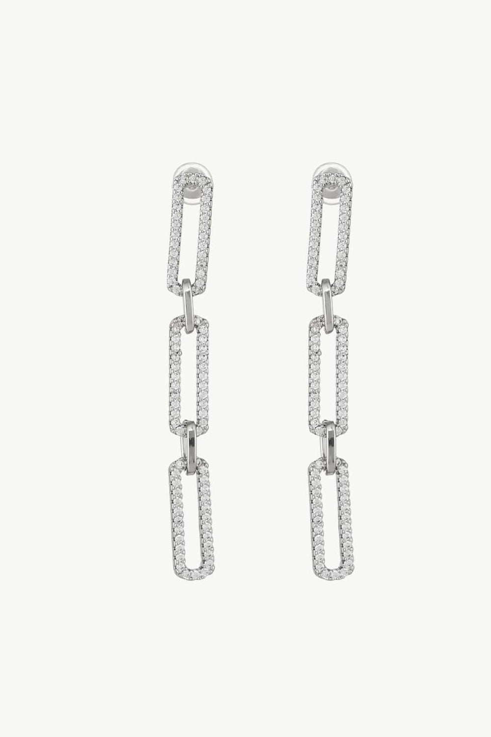 Rhinestone Chunky Chain Drop Earrings - Silver / One Size Apparel & Accessories Girl Code