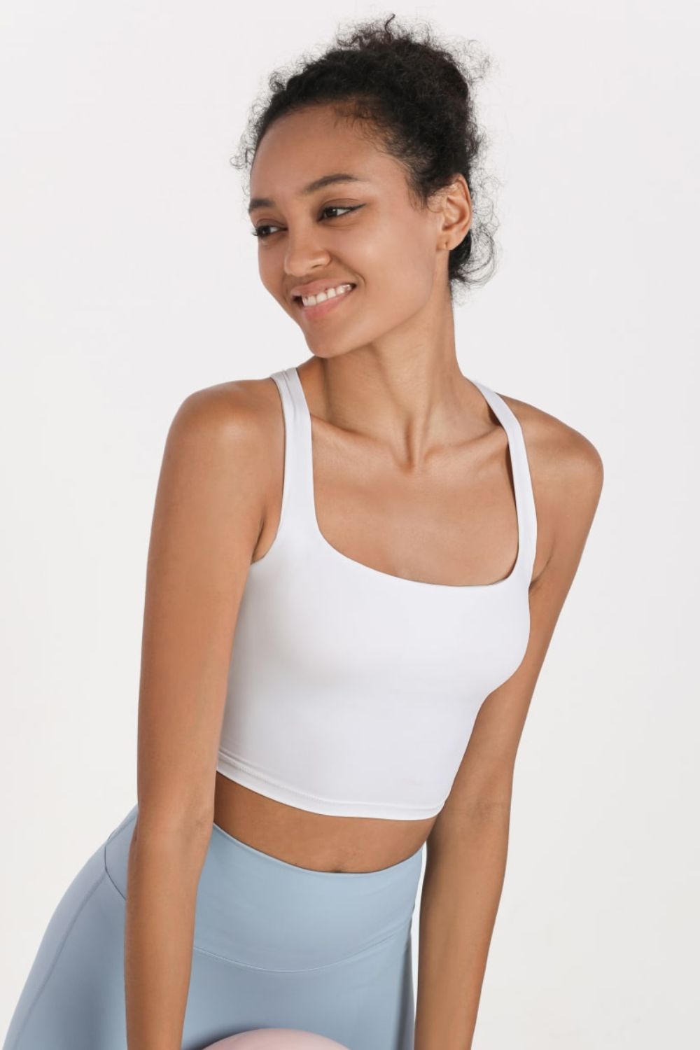 Crisscross Open Back Cropped Sports Cami - White / S Girl Code