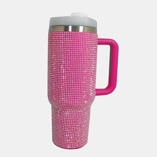 Bling Rhinestone Stainless Steel Tumbler with Straw