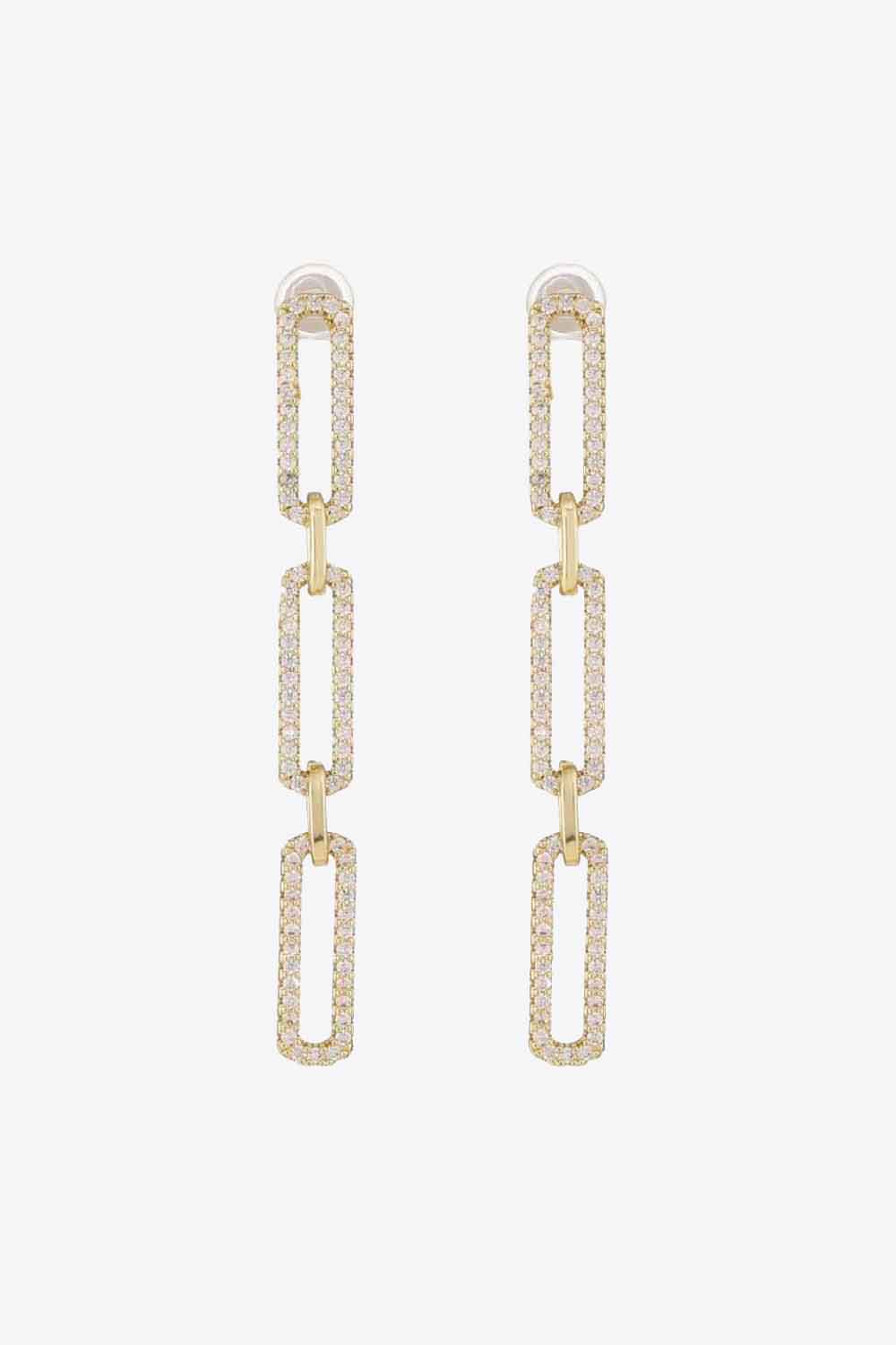Rhinestone Chunky Chain Drop Earrings - Apparel & Accessories Girl Code