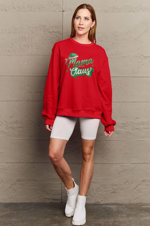 Simply Love Full Size MAMA CLAUS Round Neck Sweatshirt