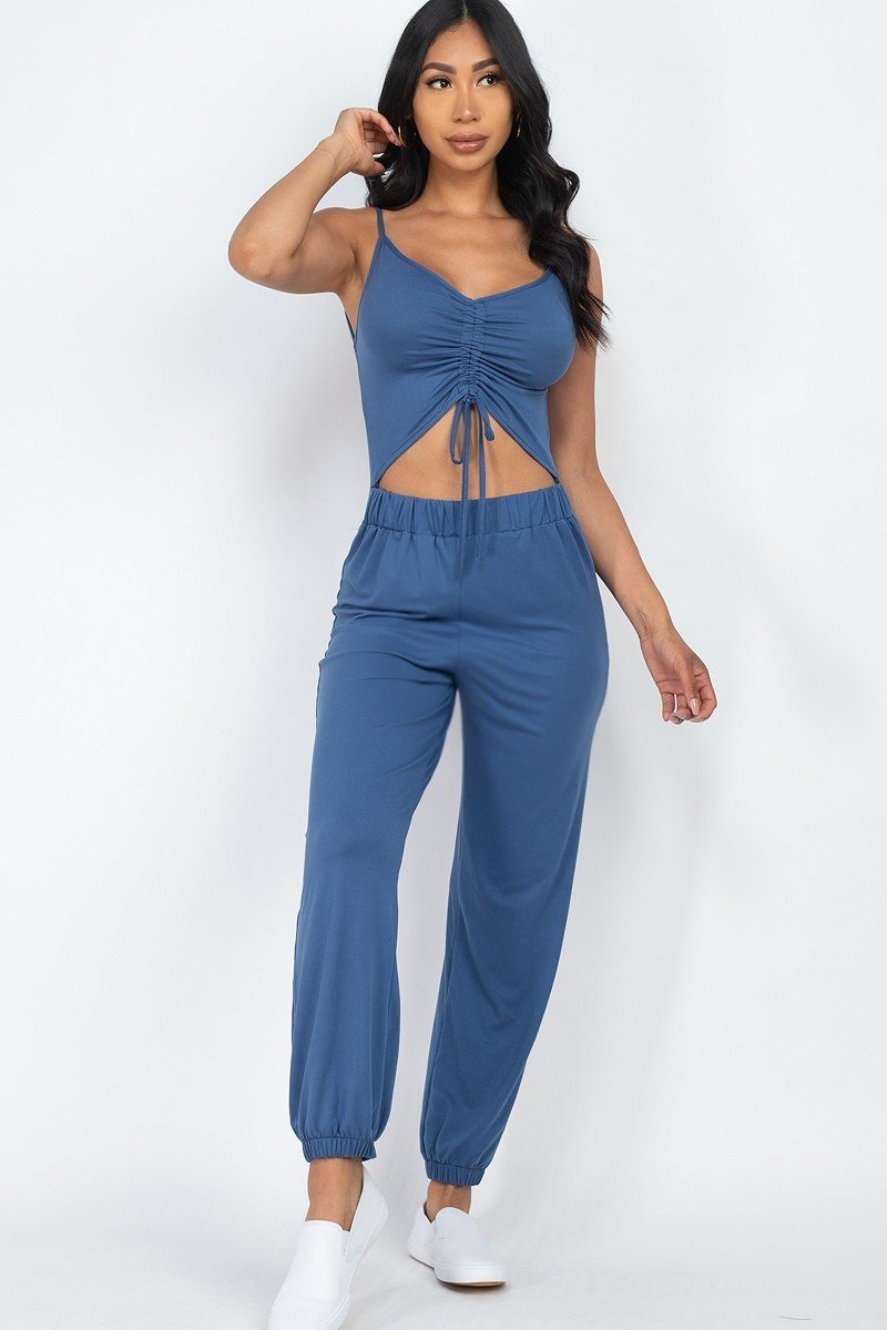 Front Ruched With Adjustable String Cami Casual/summer Jumpsuit Girl Code 