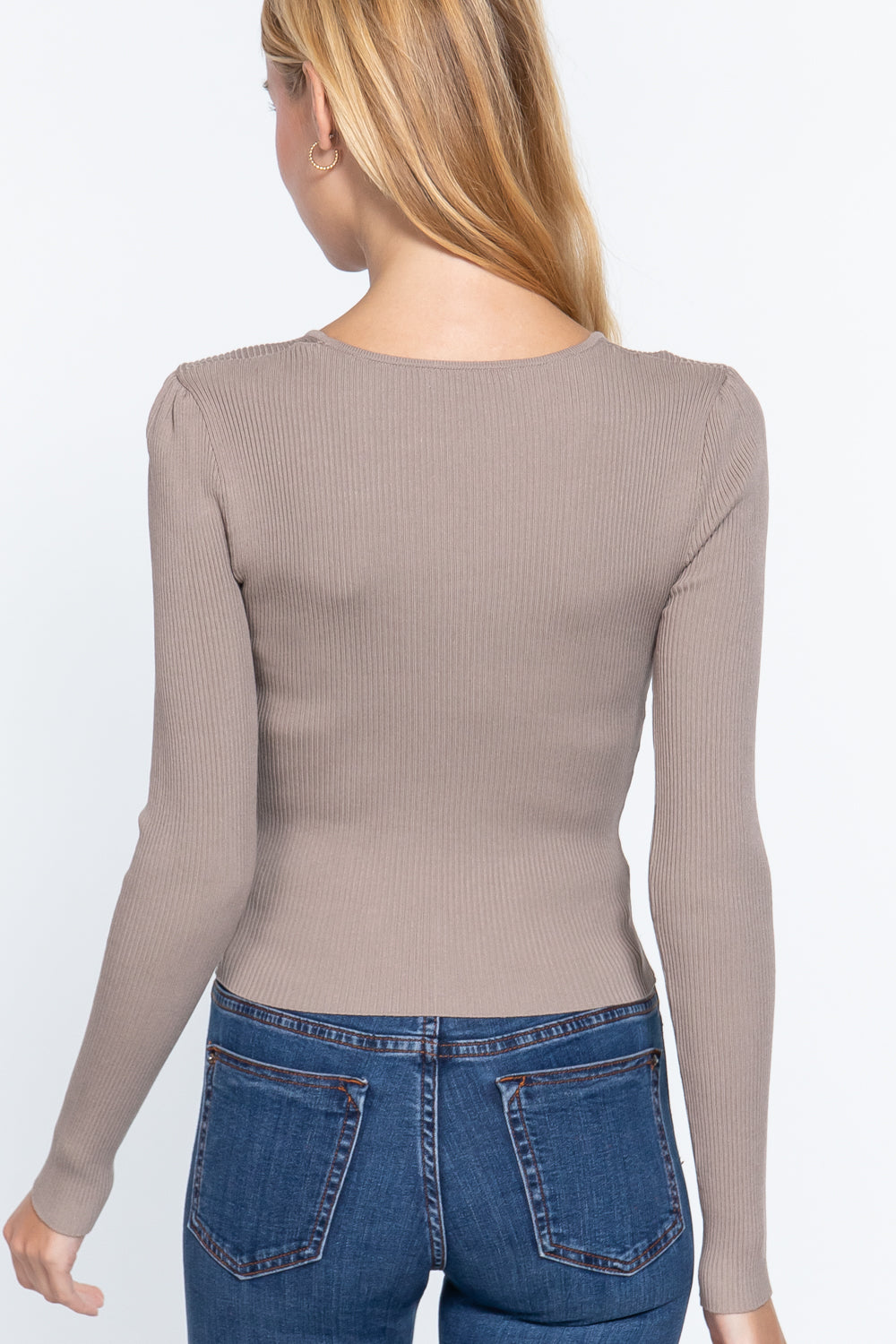 Shirring Sweatheart Neck Sweater Girl Code 