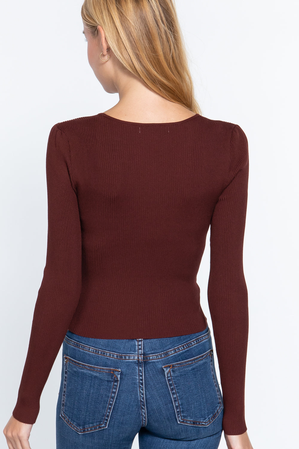 Shirring Sweatheart Neck Sweater Girl Code 