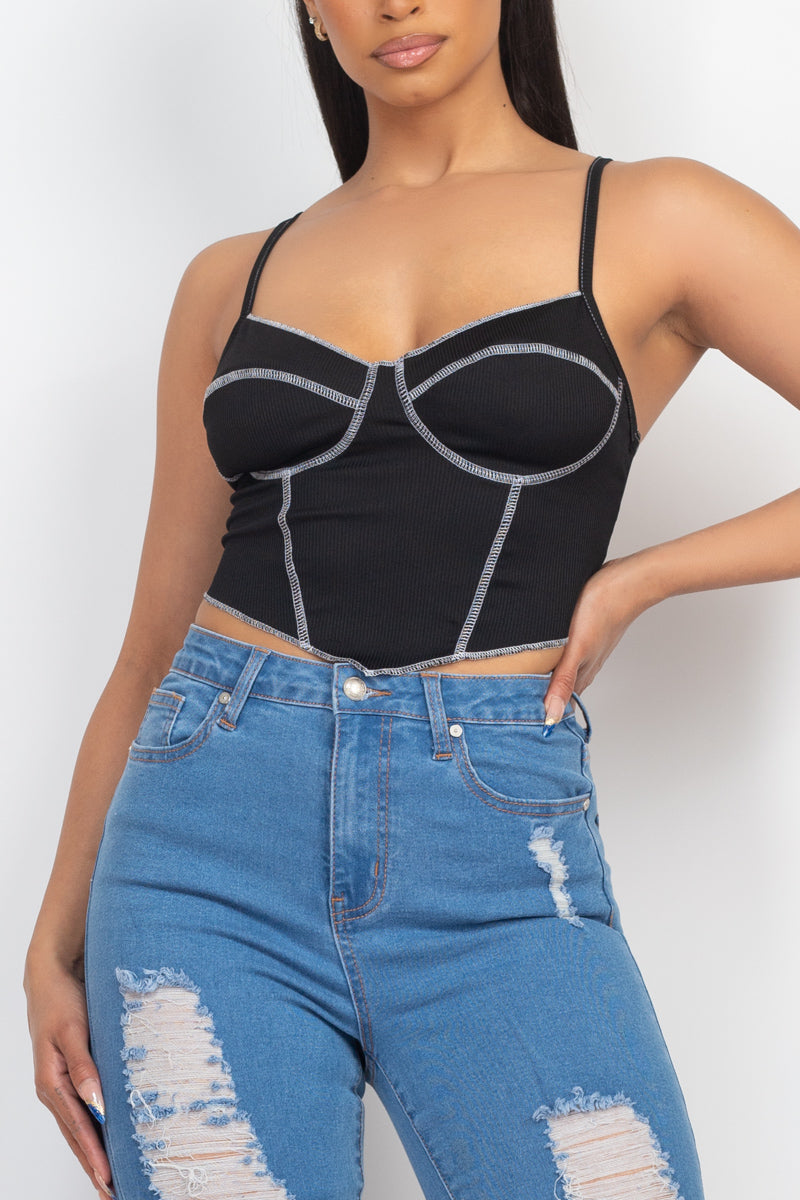 Bustier Sleeveless Ribbed Top - Black / S Shirts & Tops Girl Code
