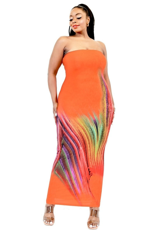 Plus Sleeveless Color Gradient Tube Top Maxi Dress Girl Code 