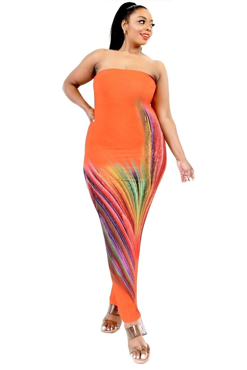 Plus Sleeveless Color Gradient Tube Top Maxi Dress Girl Code 