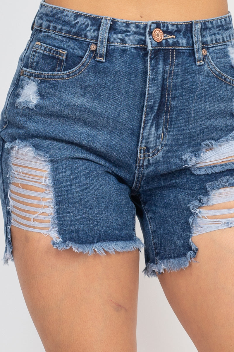 Ripped Five-pocket Mini Denim Shorts Girl Code 