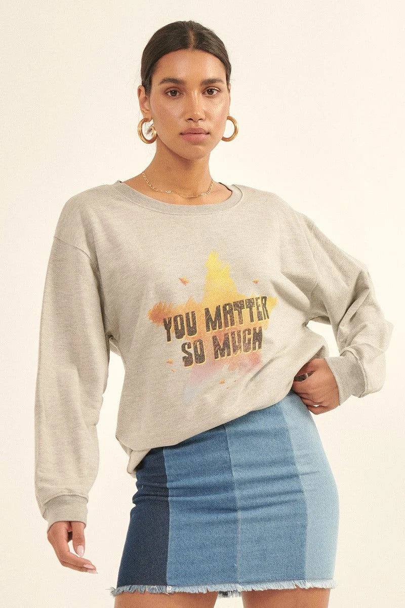 Vintage-style, Multicolor Star French Terry Knit Graphic Sweatshirt Girl Code 
