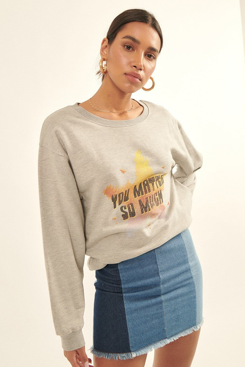 Vintage-style, Multicolor Star French Terry Knit Graphic Sweatshirt Girl Code 