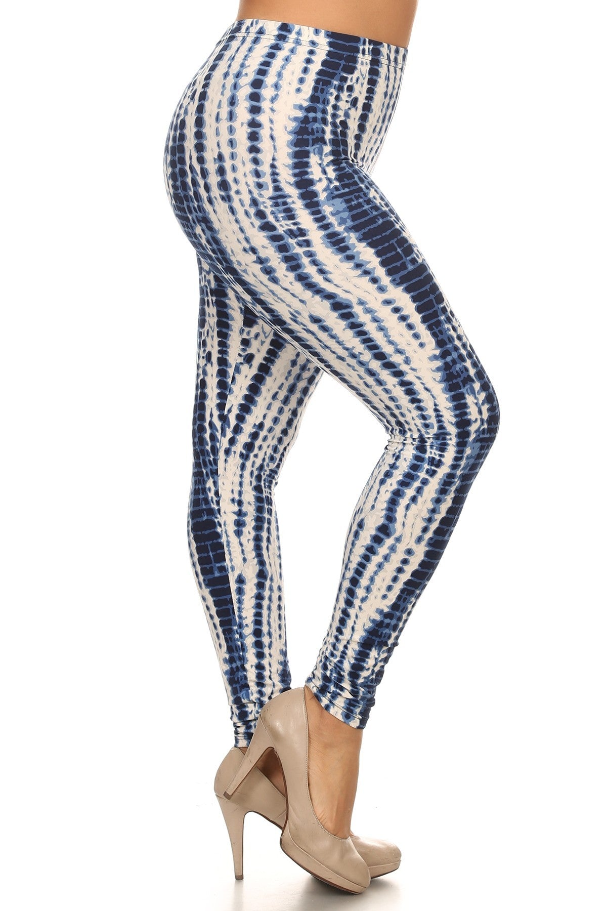 Tie Dye Print Plus Size Full Length Leggings In A Slim Fitting Style With A Banded High Waist Girl Code 