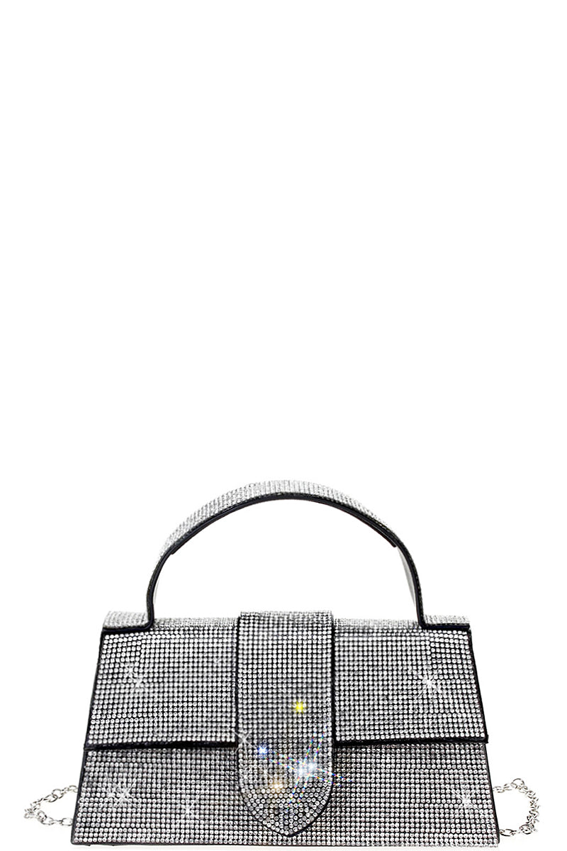 Rhinestone Allover Chic Design Handle Bag - Girl Code