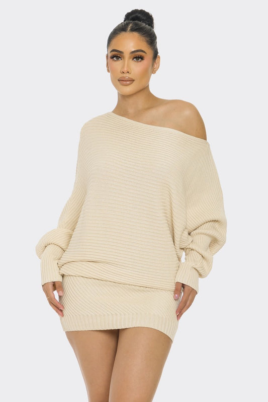 Cream Sweater Mini Dress