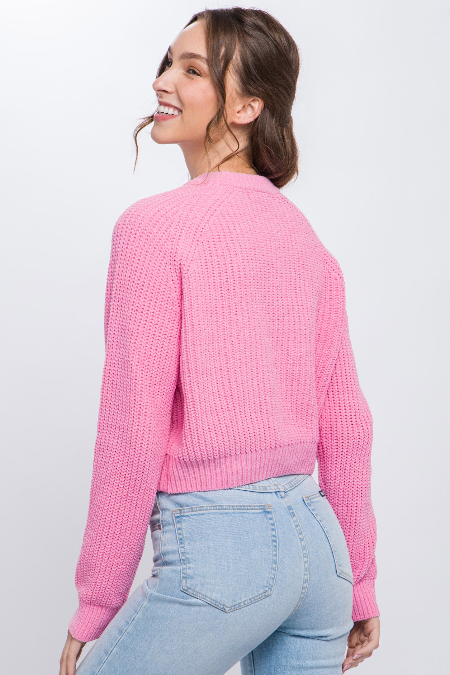 Knit Pullover Sweater With Cold Shoulder