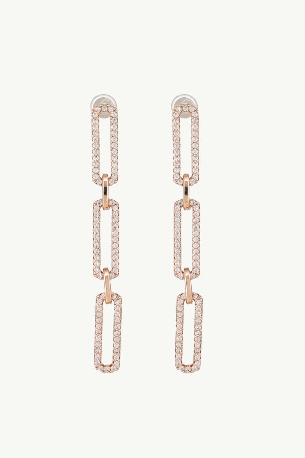 Rhinestone Chunky Chain Drop Earrings - Rose Gold / One Size Apparel & Accessories Girl Code