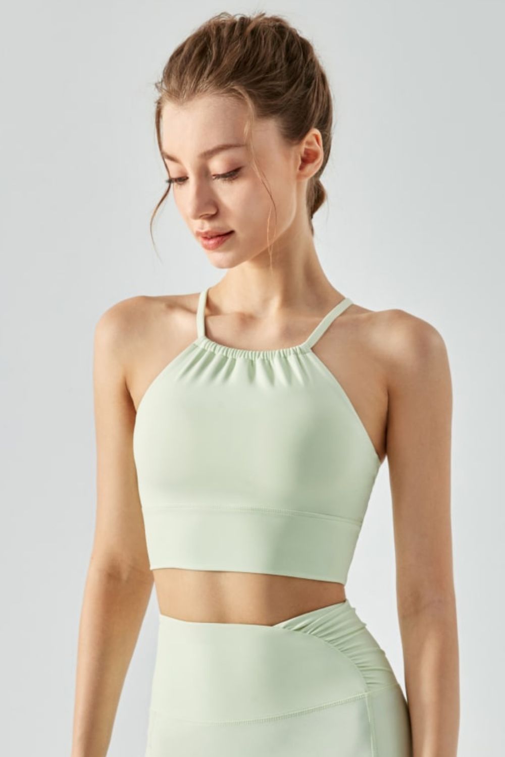 Crisscross Gathered Detail Cropped Sports Cami - Mint / S Girl Code